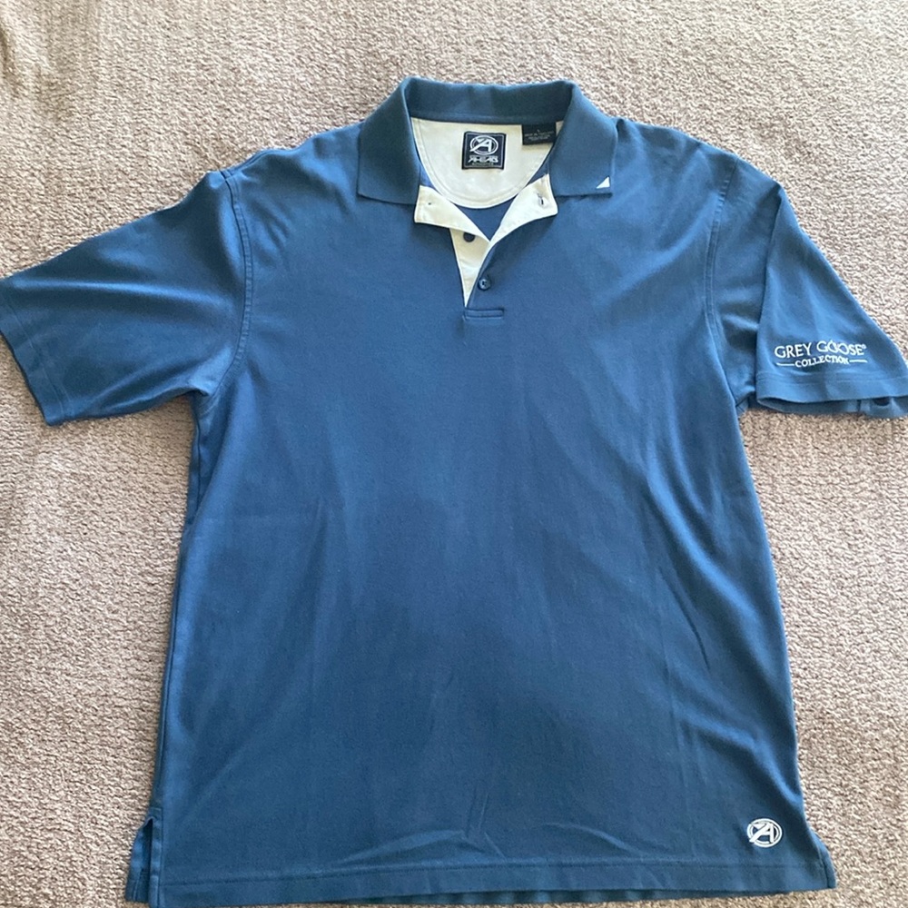 Ahead Authentics Grey Goose Golf Polo, size Large, Blue